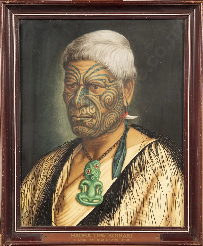 Set of Three Hand Coloured Maori Prints after Goldie Image 1++
