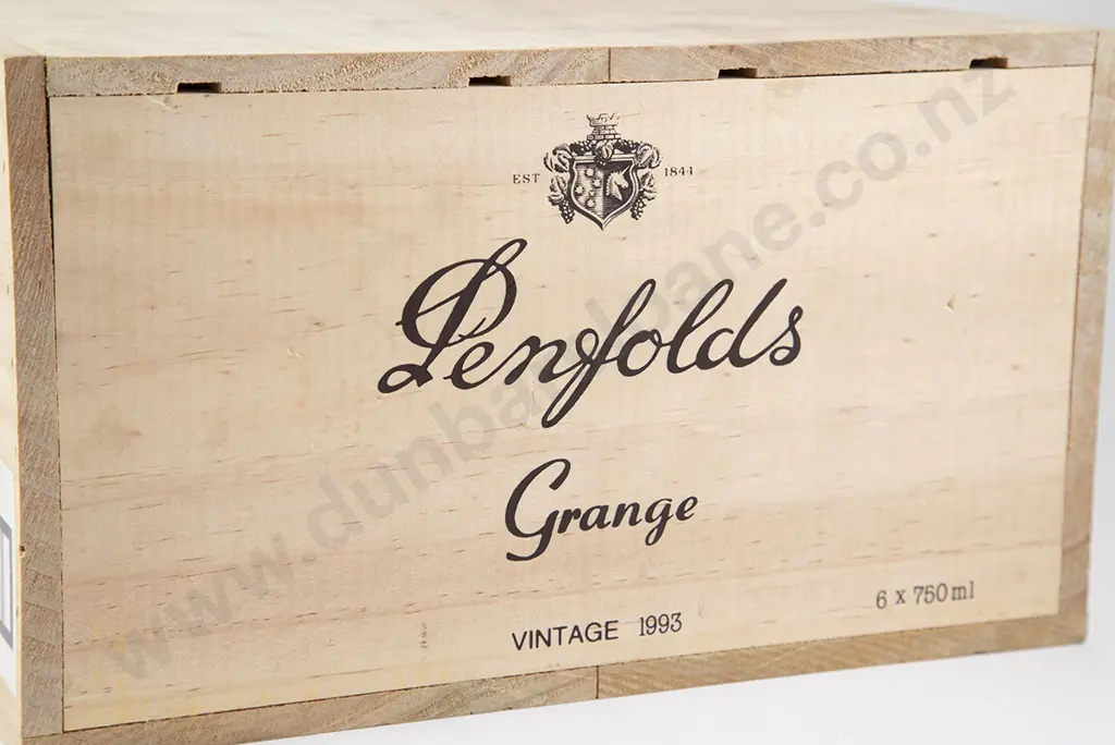 6 bottles Penfolds Grange Vintage 1993 in original unopened crate Image 1++