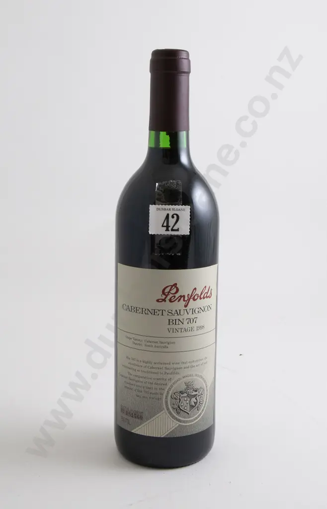 1 bottle Penfolds Bin 707 Cabernet Sauvignon 1998 Image 1++