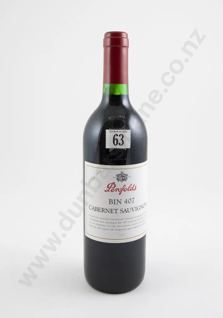1 bottle Penfolds Bin 407 Cabernet Sauvignon 1998 Image 1++