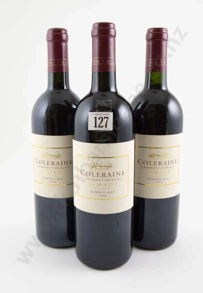3 bottles Te Mata Estate Coleraine Cabernet/Merlot 1996 Image 1++