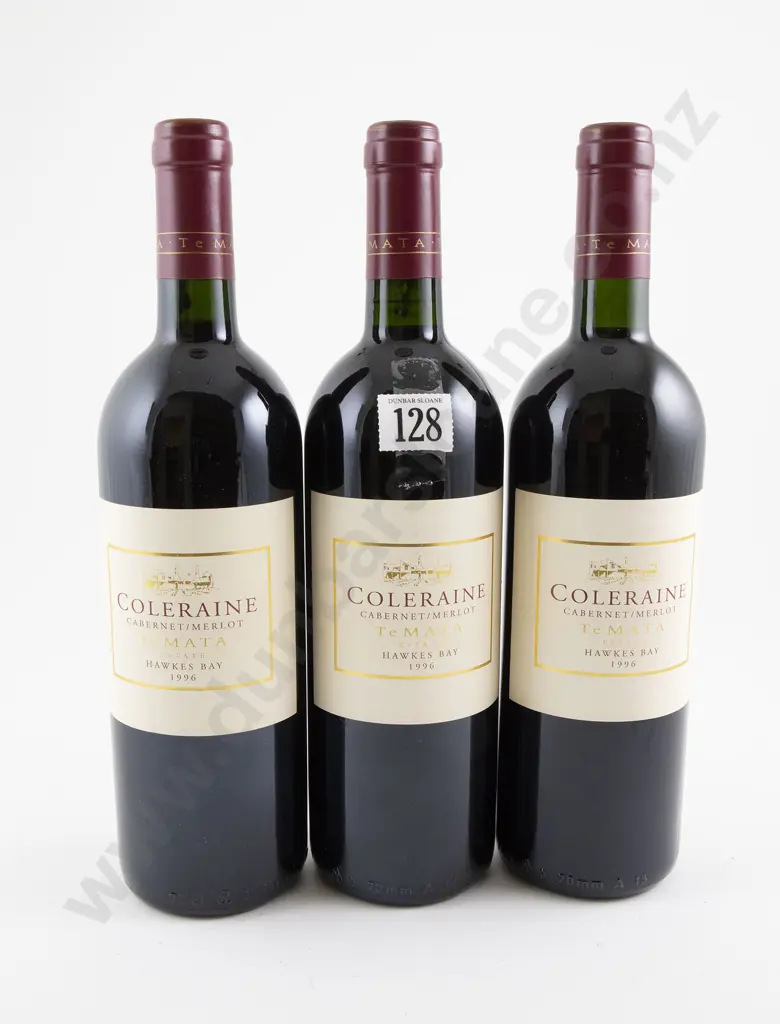 3 bottles Te Mata Estate Coleraine Cabernet/Merlot 1996 Image 1++