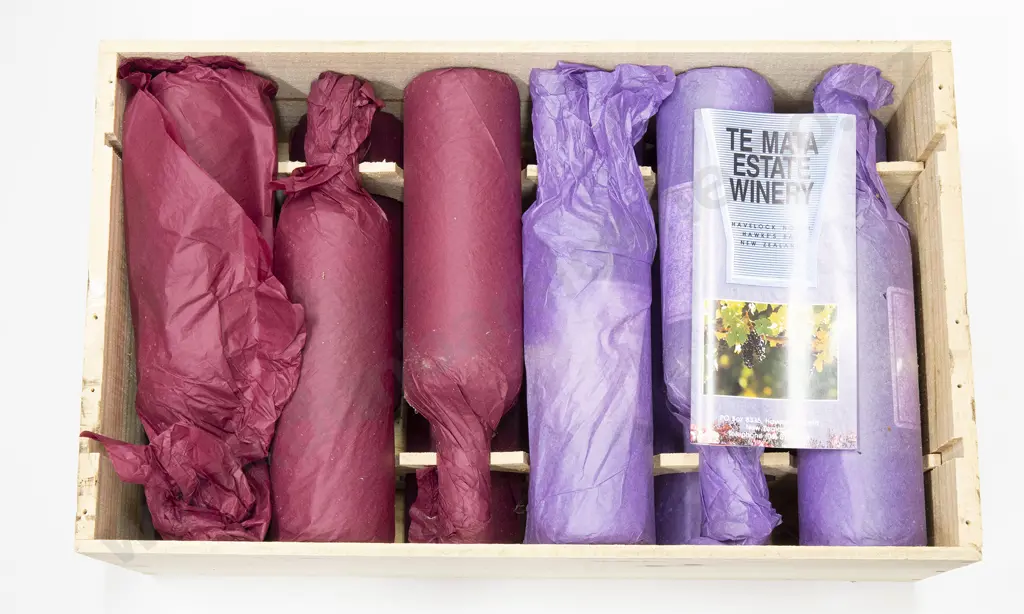 6 bottles Te Mata Estate Coleraine Cabernet/Merlot 1990 together with 6 bottles Te Mata Estate Awatea Cabernet/Merlot 1990 in winery crate Image 1++