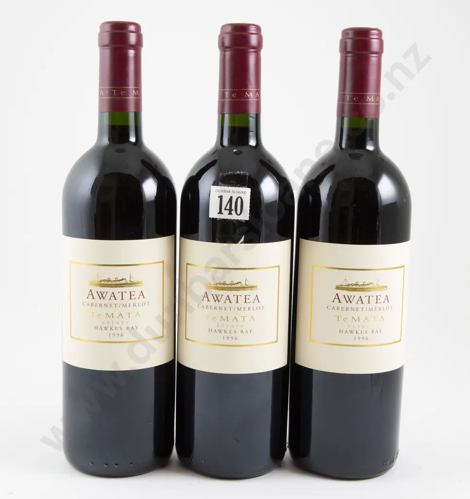 3 bottles Te Mata Estate Awatea Cabernet/Merlot 1996 Image 1++