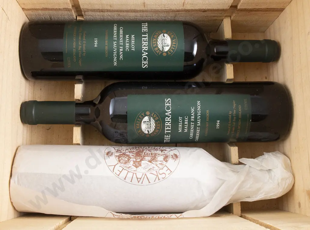3 bottles Esk Valley "The Terraces" Merlot/Malbec/Cab Franc/Cab Sav 1994 Image 1++