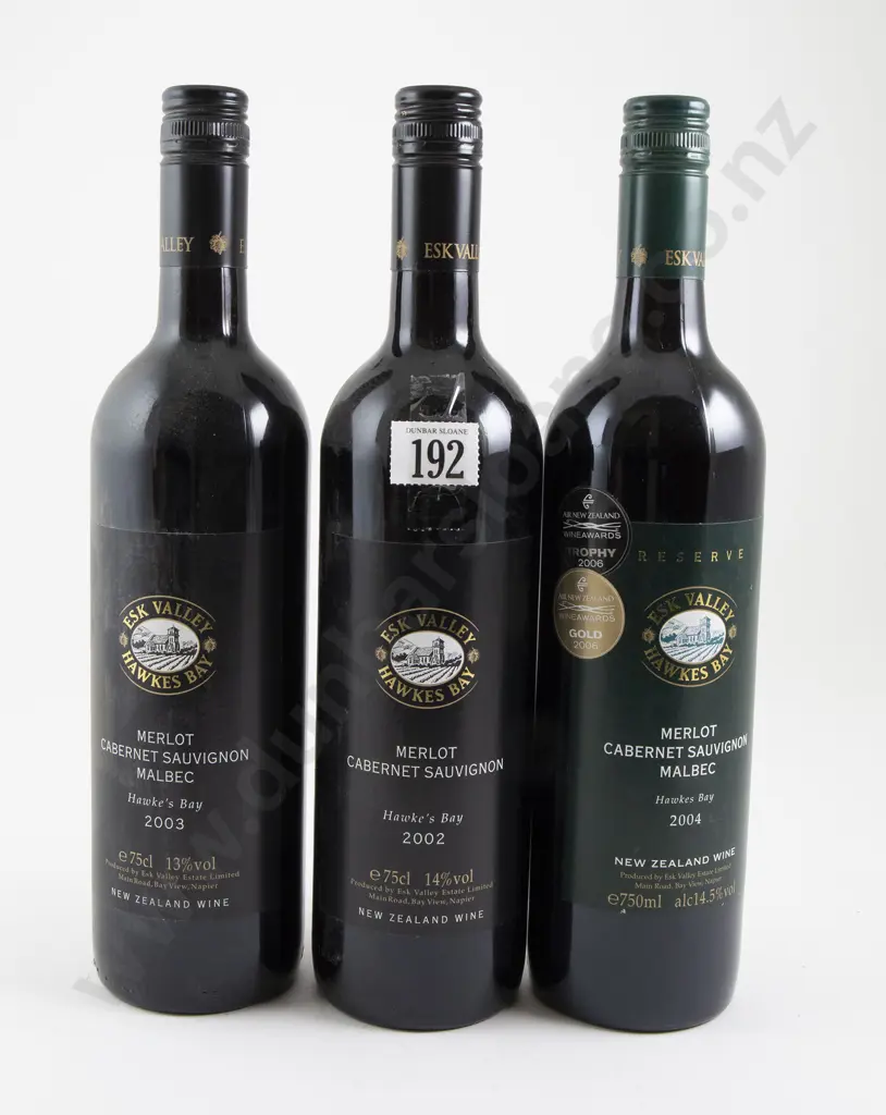 3 bottles Esk Valley 2002,2003 & 2004 (3) Image 1++