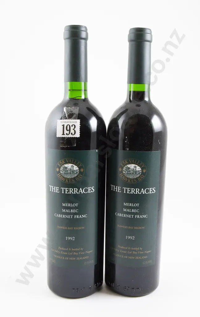 2 bottles Esk Valley "The Terraces" Merlot/Malbec/Cab Franc 1992 Image 1++