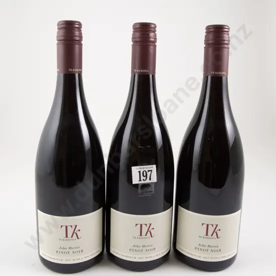 3 bottles Te Kairanga "John Martin"Martinborough Pinot Noir 2017
