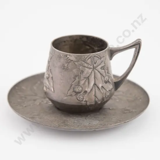 Art Nouveau Silver Coffee Cup & Saucer