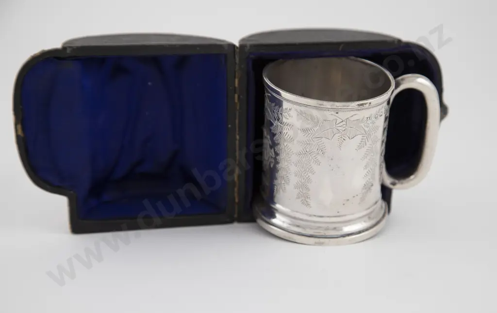 Morocco Cased Vict S/S Christening Mug Image 1++