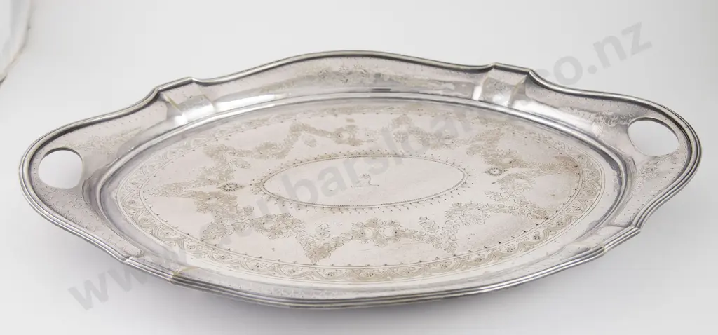 Edw S/P Oval Two Handled Drinks Tray Image 1++