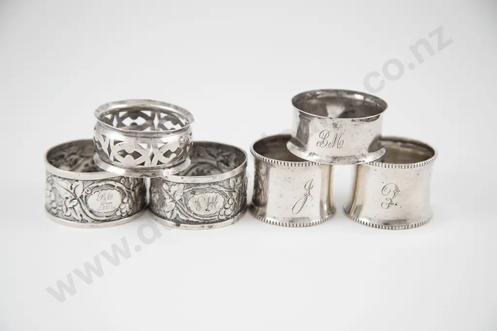 Six Various S/S Napkin Rings Image 1++