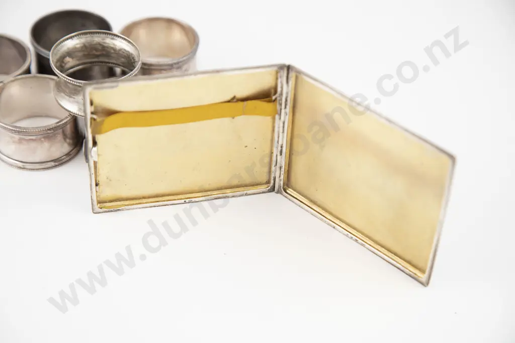Art Deco S/S Engine Turned Cigarette Case Image 1++