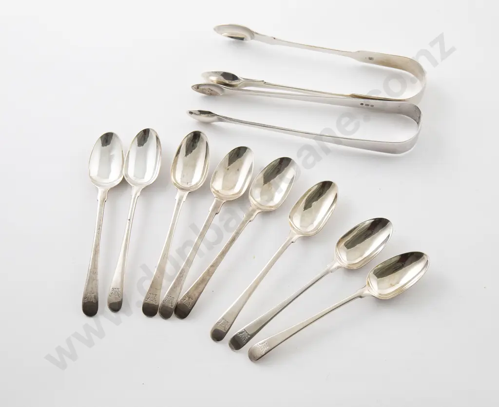 Composed Set Eight Georgian S/S Teaspoons Image 1++