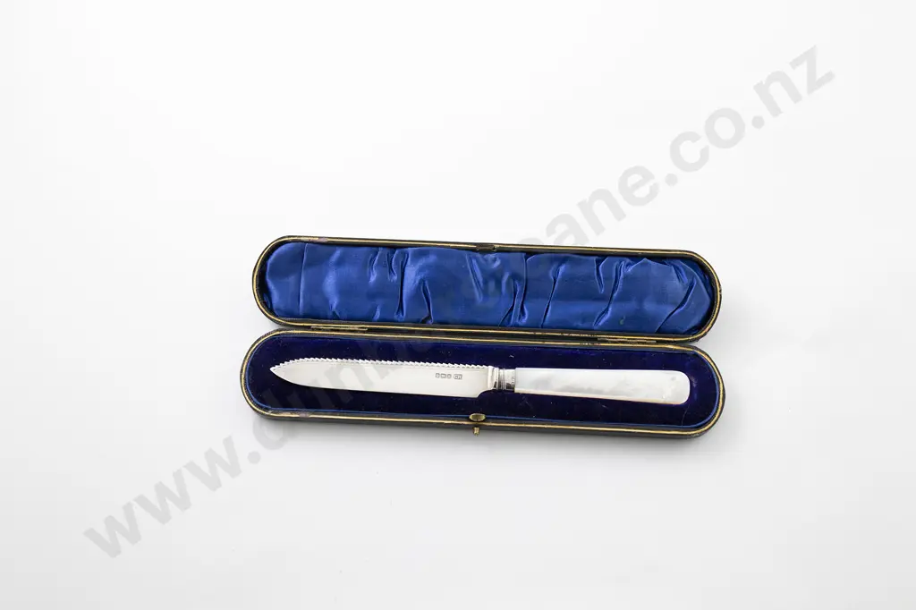 Cased Geo V S/S & MOP Handled Bread Knife Image 1++