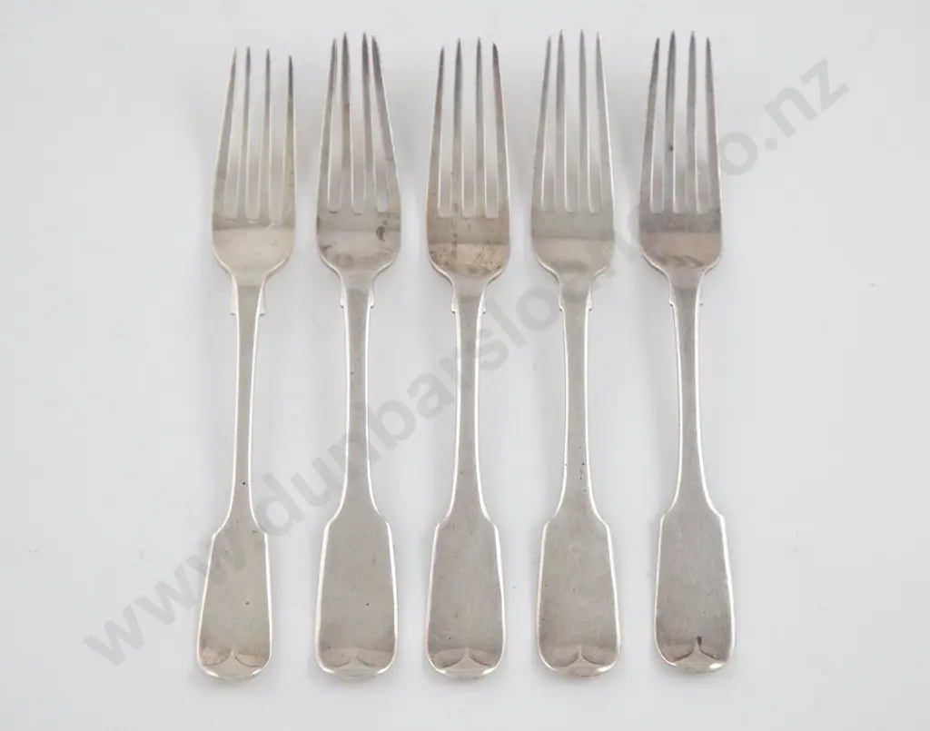 Set Five Geo III Hester Bateman S/S Dessert Forks Image 1++