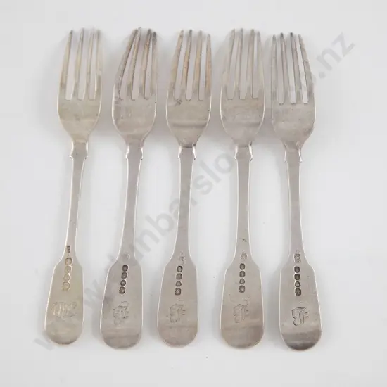 Set Five Geo III Hester Bateman S/S Dessert Forks
