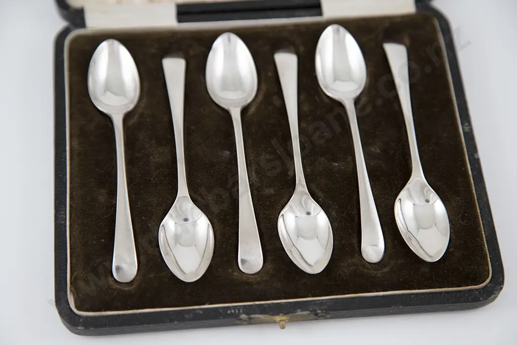 Cased Set Six Geo V S/S Coffee Spoons Image 1++