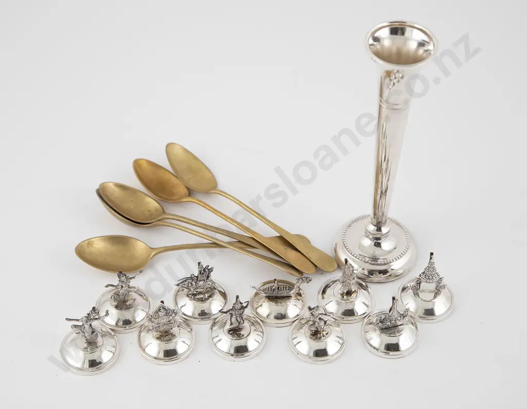 Set Ten Siam Silver Menu Holders Image 1++