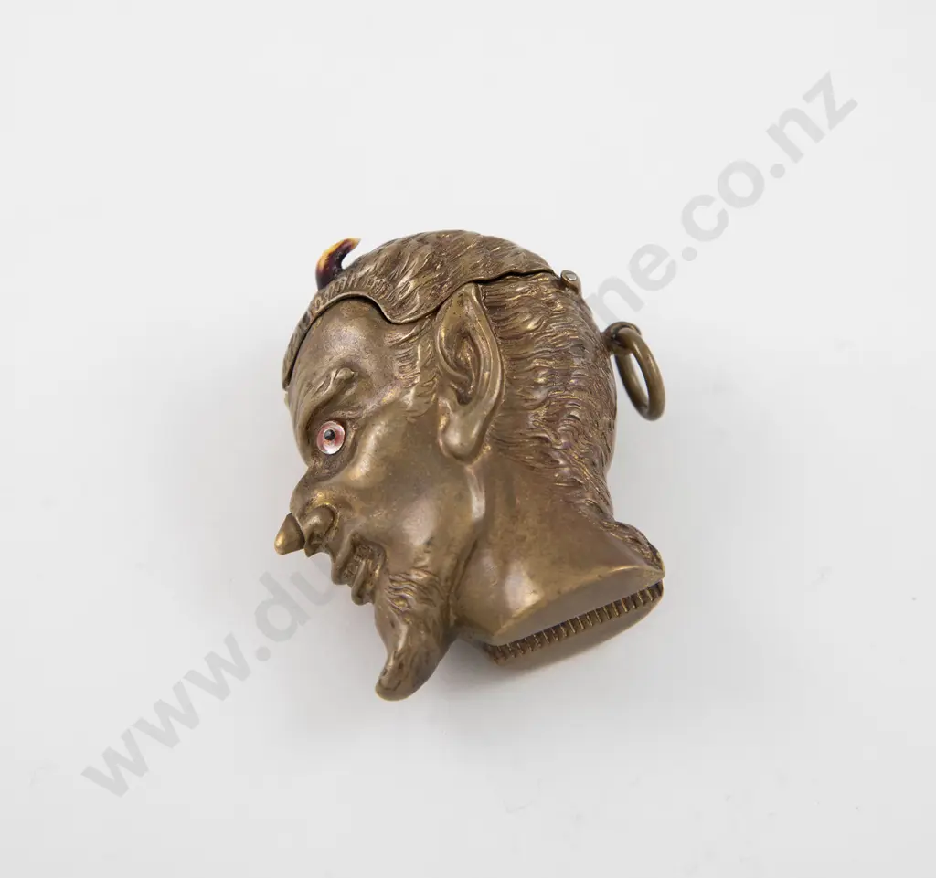Late Vict Novelty Brass Mephistopheles Vesta Case Image 1++