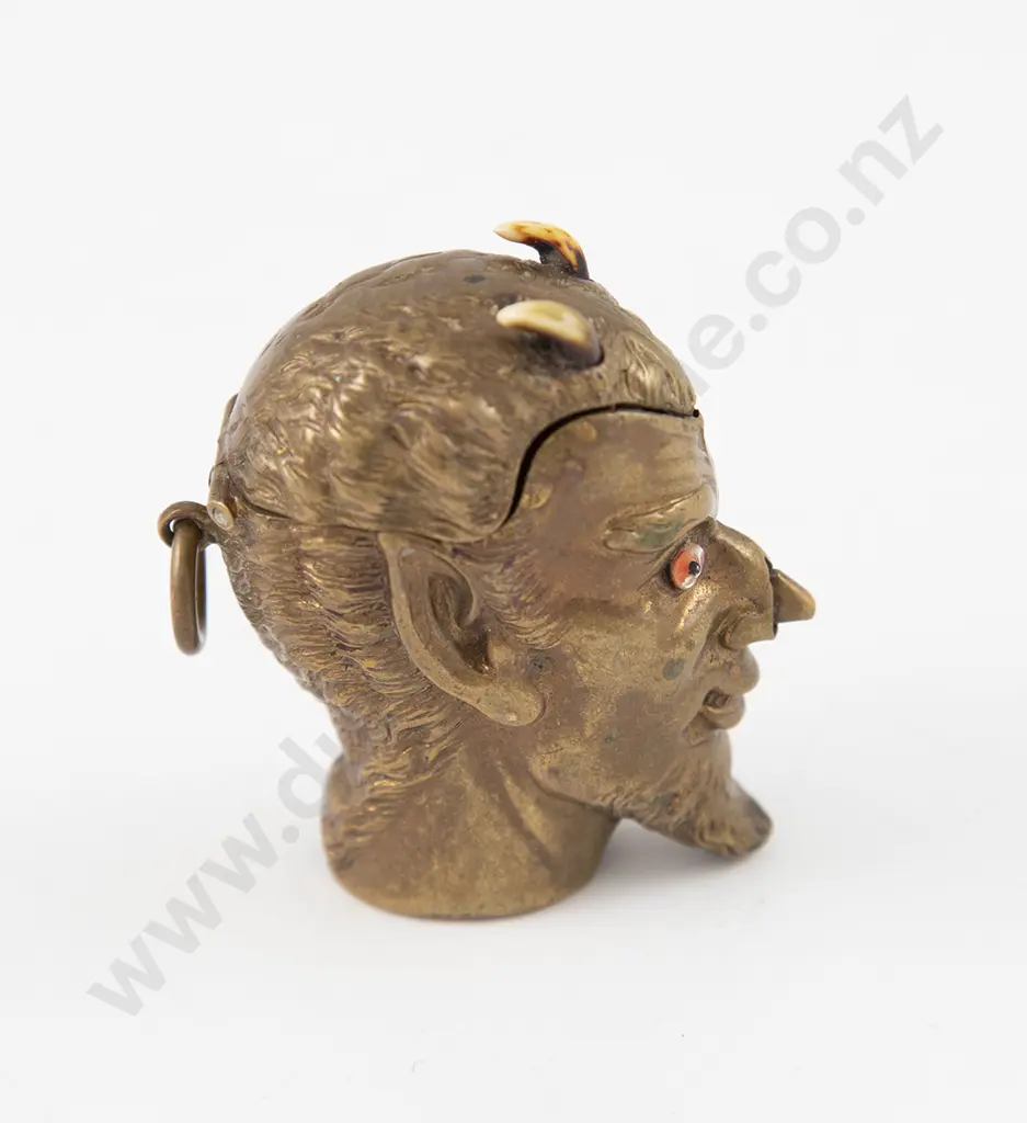 Late Vict Novelty Brass Mephistopheles Vesta Case Image 1++
