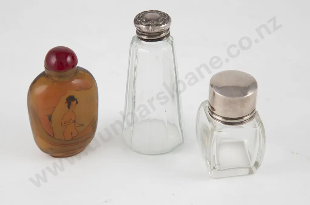 Two S/S Topped Glass Scent Bottles Image 1++