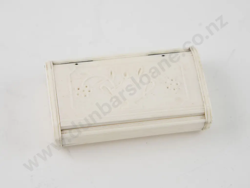 Vict Carved Marine Ivory Snuff Box Image 1++
