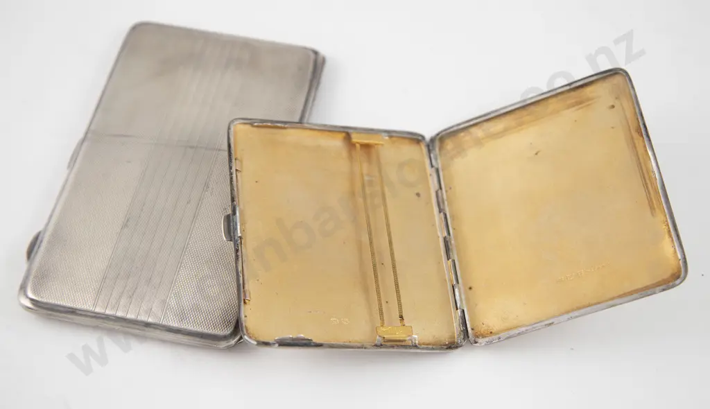 Two S/S Engine Turned Cigarette Cases Image 1++