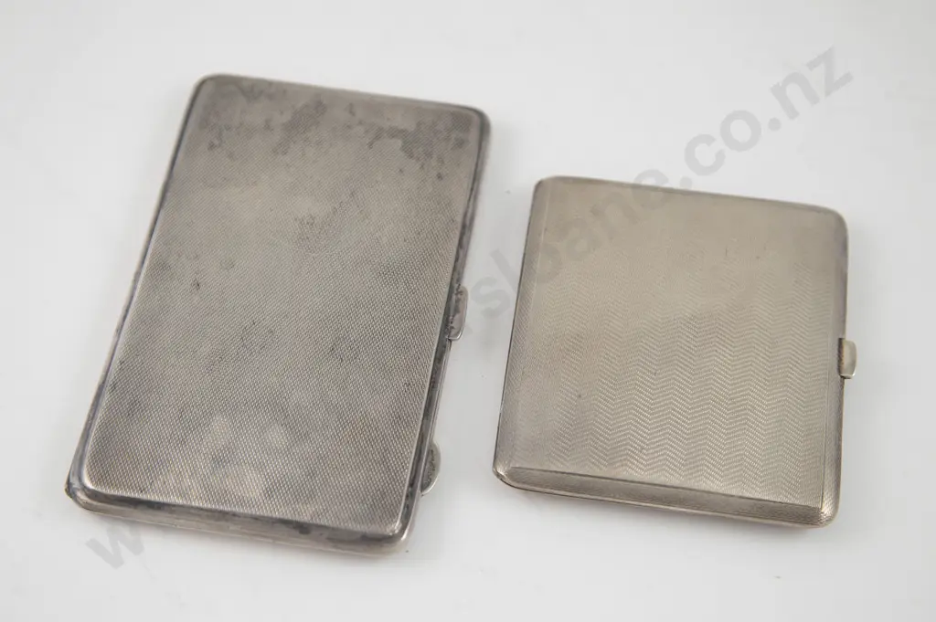 Two S/S Engine Turned Cigarette Cases Image 1++