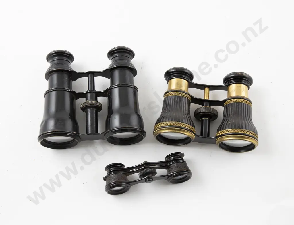 Three Pair Antique Japanned Opera Glasses Image 1++