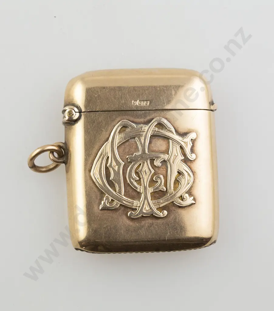 Edwardian 9ct Slightly Curved Vesta Case Image 1++