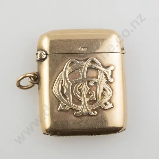 Edwardian 9ct Slightly Curved Vesta Case