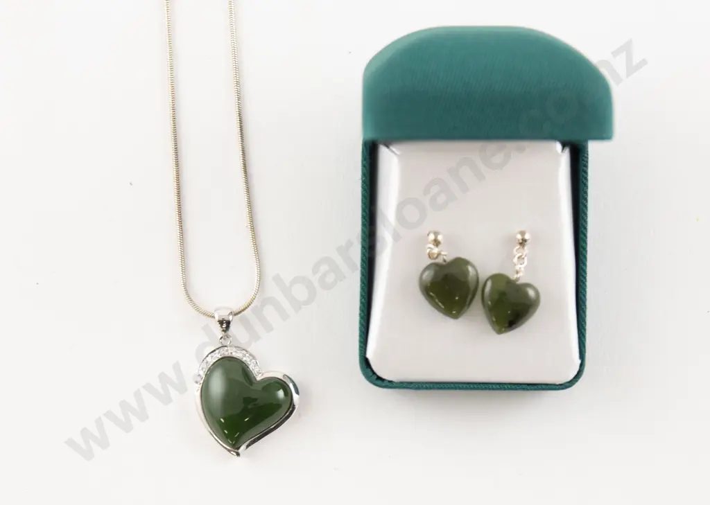 Greenstone S/S Heart Pendant Image 1++