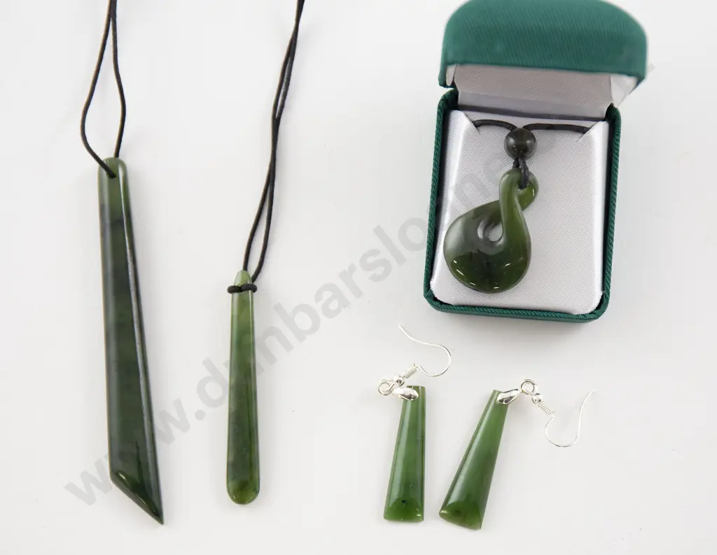 Two Greenstone Drop Pendants Image 1++