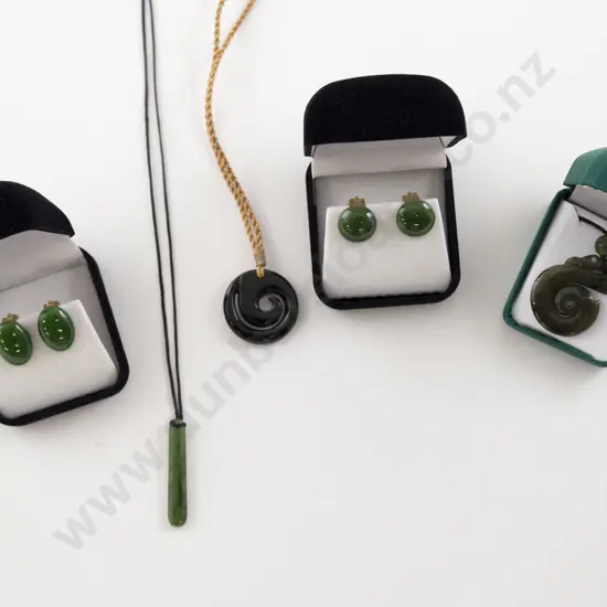 Two Pair Greenstone Clip Back Earrings