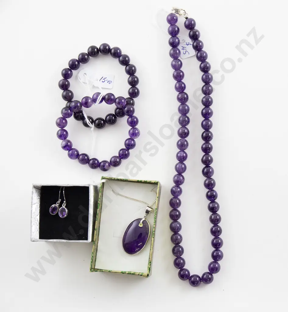 S/S Mounted Amethyst Pendant Image 1++