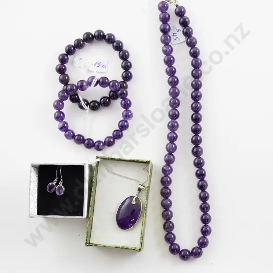 S/S Mounted Amethyst Pendant