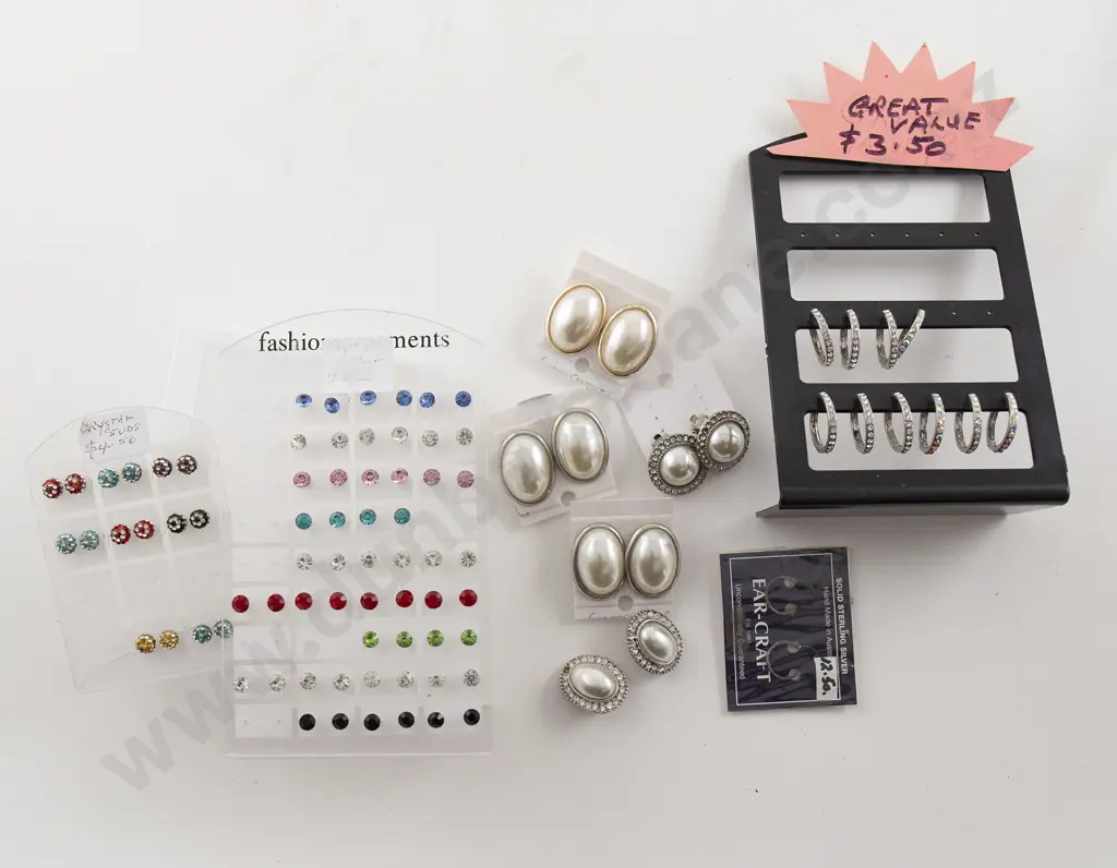 Collection of Various Mainly Pierced Crystal Stud Earrings Image 1++
