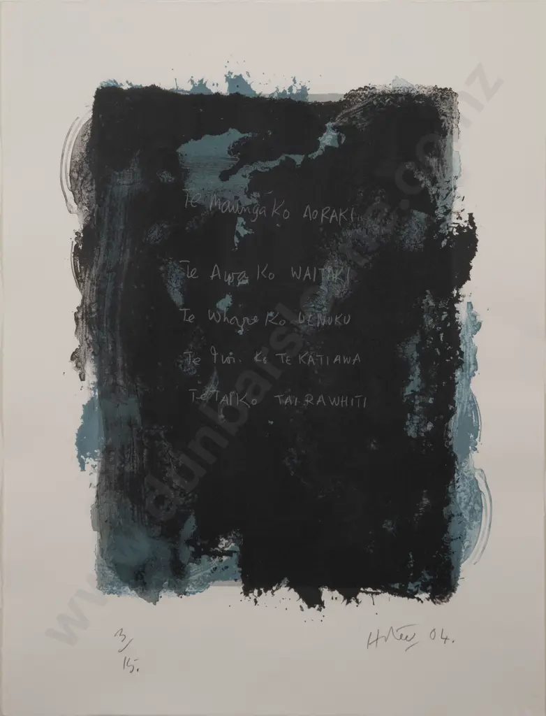 Ralph Hotere - Untitled (AORAKI is the mountain WAITAKI the RIVER) Image 1++