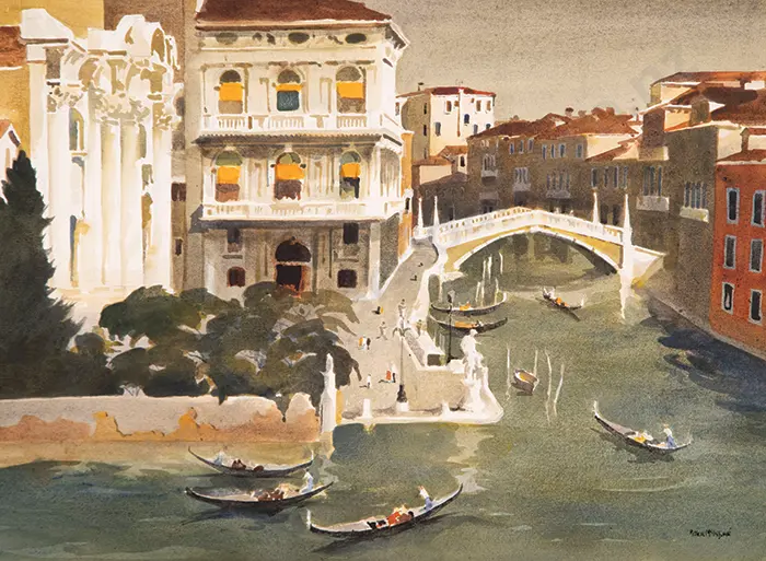 Peter McIntyre (1910-95) - The Rio di Cannaregio and the Bridge of the Obelisks Image 1++