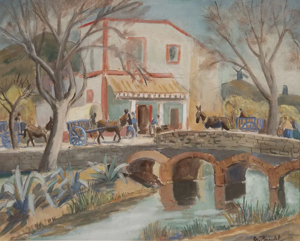Gwen Knight - Rural Village with Donkey led Carts Image 1++
