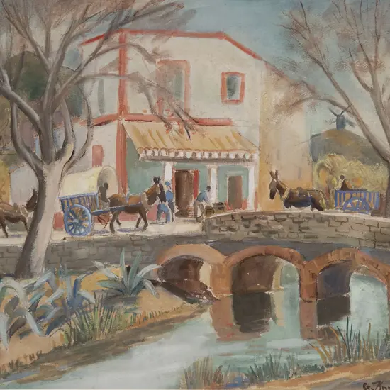 Gwen Knight - Rural Village with Donkey led Carts