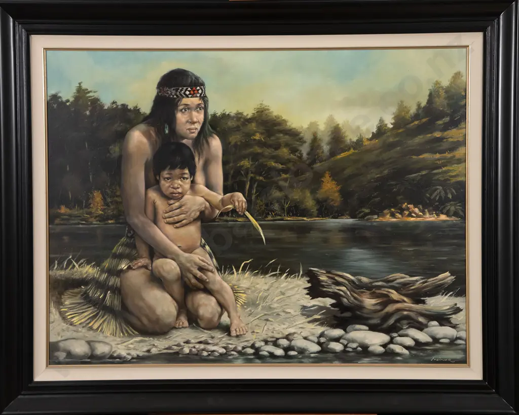 Steiner - Maori Mother & Child on River Bank Image 1++