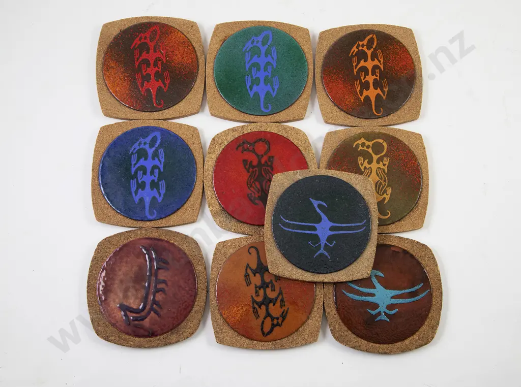 Collection NZ Made Enamel on Copper Coasters (10) Image 1++