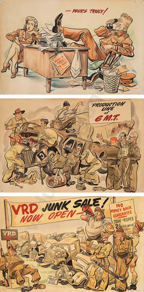 Set of Three Military Cartoons Image 1++