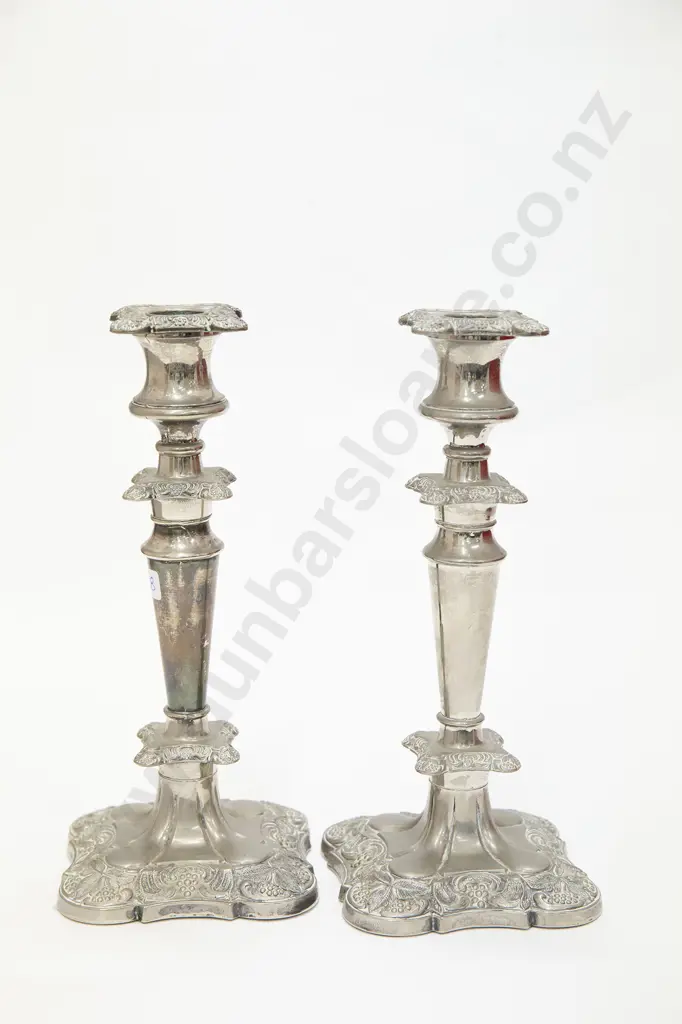 Pair of Silver Plate Candlesticks Image 1++