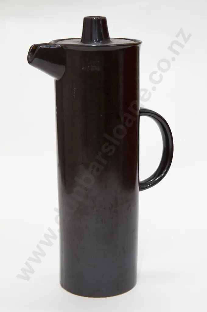 Retro Brown Tall Brown Glazed Coffee Pot Image 1++