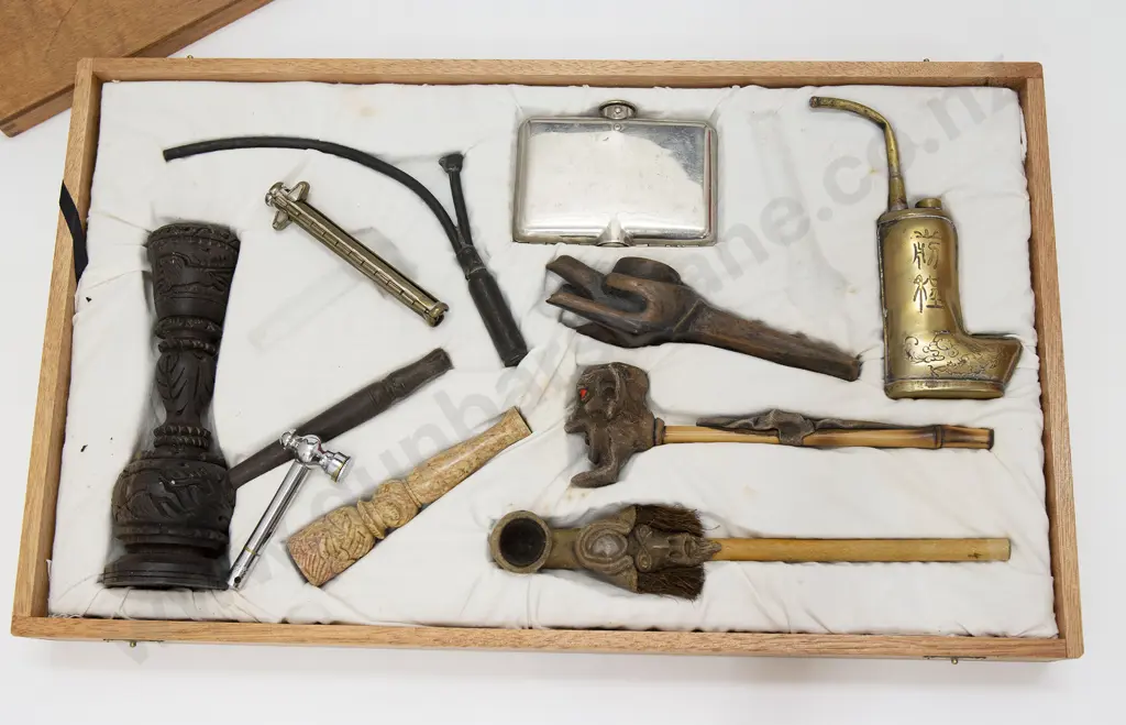 Cased Display Of 10 various Pipes & Accessories Image 1++