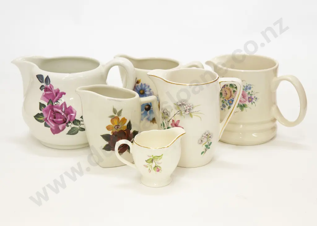 Six Assorted Floral Decorated Jugs Image 1++