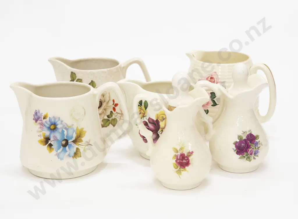 Six Assorted Floral Decorated Jugs Image 1++